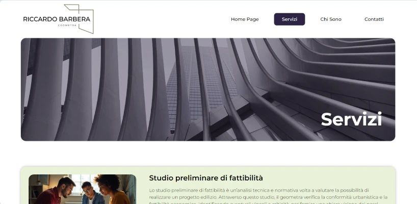 Sito vetrina per Geometra Riccardo Barbera, esempio di realizzazione sito web per servizi tecnici.
