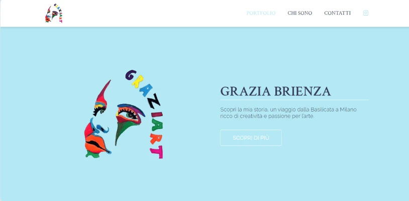 Sito portfolio per Grazia Art, esempio di realizzazione sito web per artista.