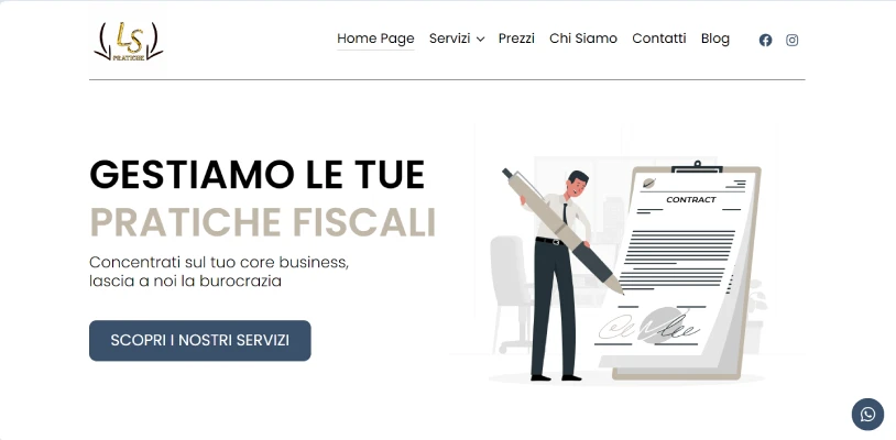 Sito vetrina per LS Pratiche, esempio di realizzazione sito web per pratiche fiscali.
