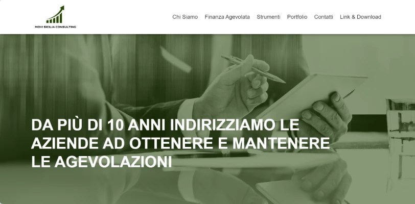 Sito vetrina per Movi Sicilia Consulting, creazione sito web per consulenza aziendale.