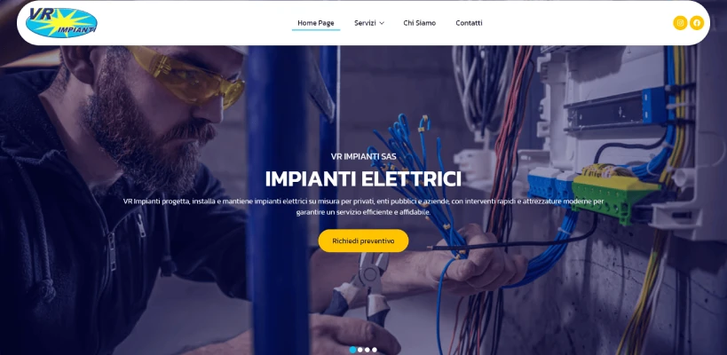 Sito vetrina realizzato per VR Impianti Sas, esempio di creazione sito web per impianti elettrici.